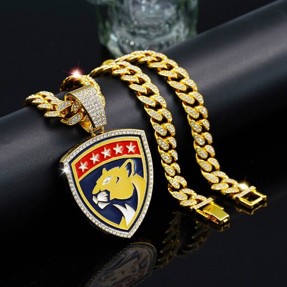 Hot selling fashion hip hop wild leopard ice hockey team necklace jewelry